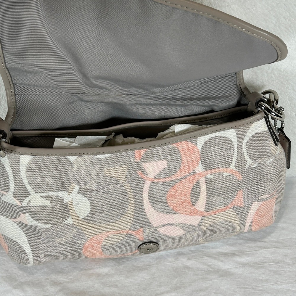 Coach Soho Flap Shoulder Bag Signature C Monogram Canvas Leather Trim F19238 - Picture 8 of 16